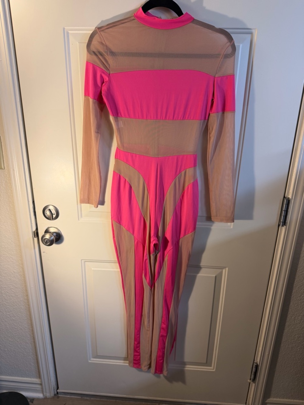 Pink Mesh Panel Jumpsuit NWOT Festival Wear Rave Bodycon Outfit